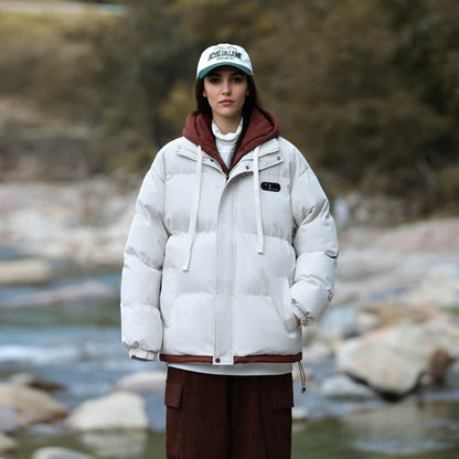 fake two piece  thickened Hooded jacket