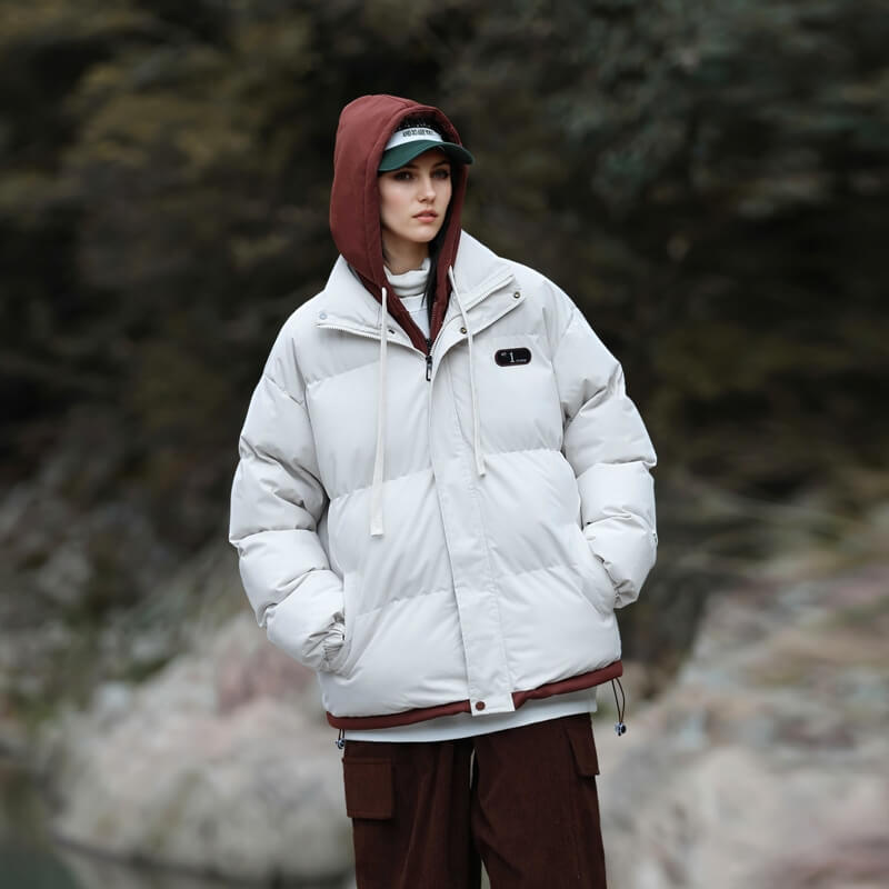 fake two piece  thickened Hooded jacket