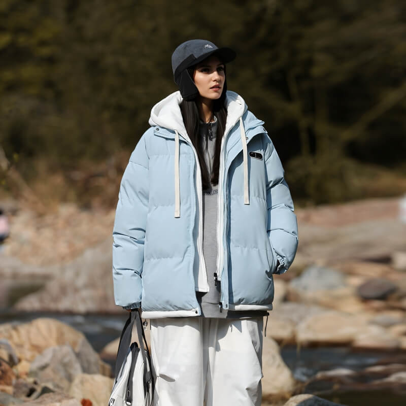 fake two piece  thickened Hooded jacket