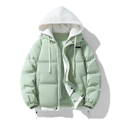 fake two piece  thickened Hooded jacket