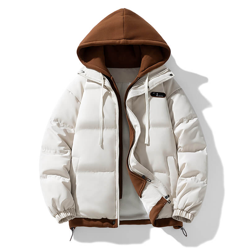 fake two piece  thickened Hooded jacket