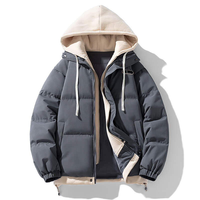 fake two piece  thickened Hooded jacket