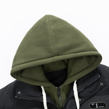 fake two piece  thickened Hooded jacket